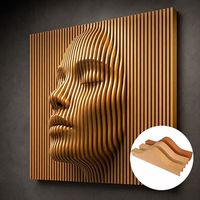 Art mural en bois paramétrique Wabi Sabi, sculpture abstraite 3D en lattes de bois massif, sculpture minimaliste pour hôtel