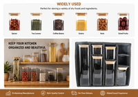 Stoples Penyimpanan Bumbu Kaca Persegi Grosir Tutup Bambu Borosilikat Tinggi Bebas BPA Aman untuk Microwave Aman untuk Mesin Cuci Piring Kedap Udara Anti Bocor
