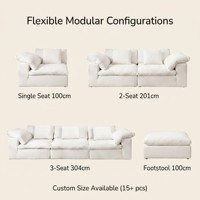 Antnovelty Kleines Apartment Modulares Sofa Cloud Ecksofa Cremefarbenes Lammfell Tiefsitz-Sofa-Set Einfache Lieferung
