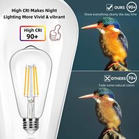 Ampoule LED E26/E27 Corn Lights, lumière chaude 2700K, usage résidentiel, 220V 110V, dimmable, filament Edison, 4W, angle de faisceau 360°, IRC 90