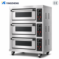 Four commercial 3 niveaux gaz/électrique pour boulangerie, contrôle intelligent de la température, fenêtre en verre, éclairage LED, chaleur supérieure/inférieure, vapeur/pietra perla.