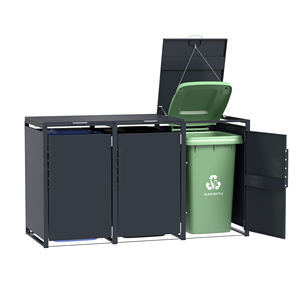 <span class=keywords><strong>Abri</strong></span> extérieur triple <span class=keywords><strong>pour</strong></span> poubelles à roulettes en acier, avec cadre renforcé, <span class=keywords><strong>pour</strong></span> poubelles métalliques extensibles 240L - Product Image 2