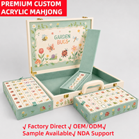 Jeu de Mahjong Personnalisé pour Enfants avec Marque Personnalisée, Tuiles en Acrylique Thème Insectes de Jardin, Jeu de Société Cadeau