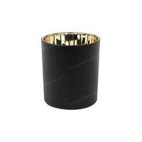 HONGYU Pot à bougie de Noël cylindrique noir mat électroplaqué or 10 oz, récipient en verre avec couvercle et emballage en boîte