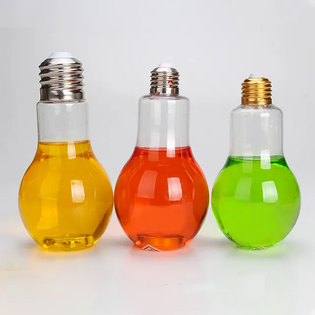 מזון כיתה 300ml 500ml 700ml led מיץ משקאות פלסטיק אור הנורה בקבוק/אור הנורה צנצנת