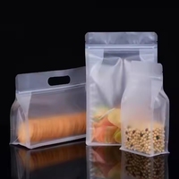 Sachet refermable à fond plat transparent en PE de qualité alimentaire à huit soudures latérales, pochette autoportante sécurisée pour chewing-gum et lait