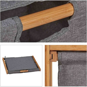 Bamboo Laundry <b>Basket</b>, Bathroom <b>Shelf</b> with Laundry <b>Basket</b>, Freestanding Laundry Organizer - Product Image 4