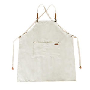 Delantal Transfronterizo con Correa de Hombro Ajustable de PU, Delantal de Lona Antiincrustante para Uso Diario, Color Blanco Leche y Azul Cielo Sólido - Product Image 4