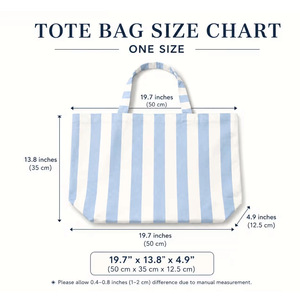 Bolsa de Lona Personalizada con Rayas, Ligera, Gran Capacidad, Bolso de Mano y Hombro Portátil para Mujer - Product Image 4