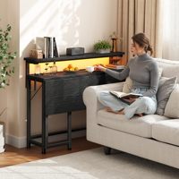 Table pliante économique de 31,5 pouces, facile à assembler, avec support ergonomique pour écran et LED, pour petits espaces, bureau d'ordinateur étroit noir