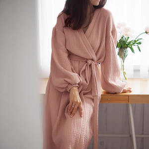 Eleganti Accappatoi Lunghi Kimono da Donna in Puro Cotone a Doppio Strato, Traspiranti e Morbidi, Disponibili - Product Image 2