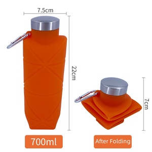 Bouteille pliable en <span class=keywords><strong>silicone</strong></span> de qualité alimentaire 700 ml, bouteille d'eau pliable en <span class=keywords><strong>silicone</strong></span> pour les voyages, le camping et les sports - Product Image 2