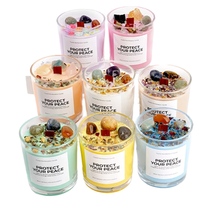 Velas Aromáticas de Cera de Soya Hechas a Mano, Modernas, con Cristales, Mecha de Madera, Flores Secas de Colores, para Decoración del Hogar - Product Image 1