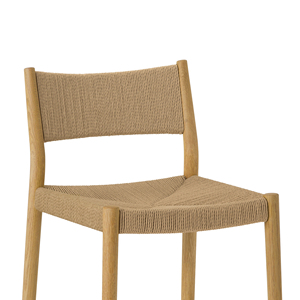 Modern Adjustable Woven Paper Cord and Oak Wood Commercial Bar <b>Stool</b> - Product Image 5