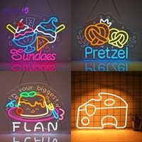 Enseigne néon 3D en forme de sundae de crème glacée, texte personnalisable, lumières LED, décoration murale, alimentation USB pour les boutiques de desserts et restaurants