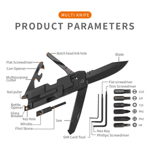 2025 Sáng tạo thiết kế mới nhất trong nhà và ngoài trời đa chức năng dao & Saw công cụ với tuốc nơ vít bit thiết lập và đá lửa - Product Image 2