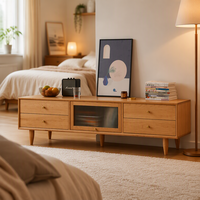 Meuble TV en bois massif Nordic Cloud, moderne, écologique, durable, pour salon, chambre, appartement, meubles de maison