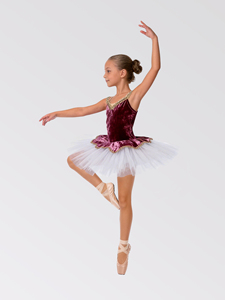 Vestido <span class=keywords><strong>de</strong></span> Ballet <span class=keywords><strong>de</strong></span> Terciopelo Borgoña para Niñas con Ribete Dorado, Traje <span class=keywords><strong>de</strong></span> Danza Profesional para Actuaciones en Escenario - Product Image 5