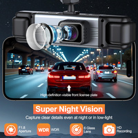 Caméra embarquée 4 canaux 360° avec Wi-Fi, double caméra avant/arrière 1080P, vision nocturne supérieure, mode stationnement panoramique, capteur G, carte mémoire