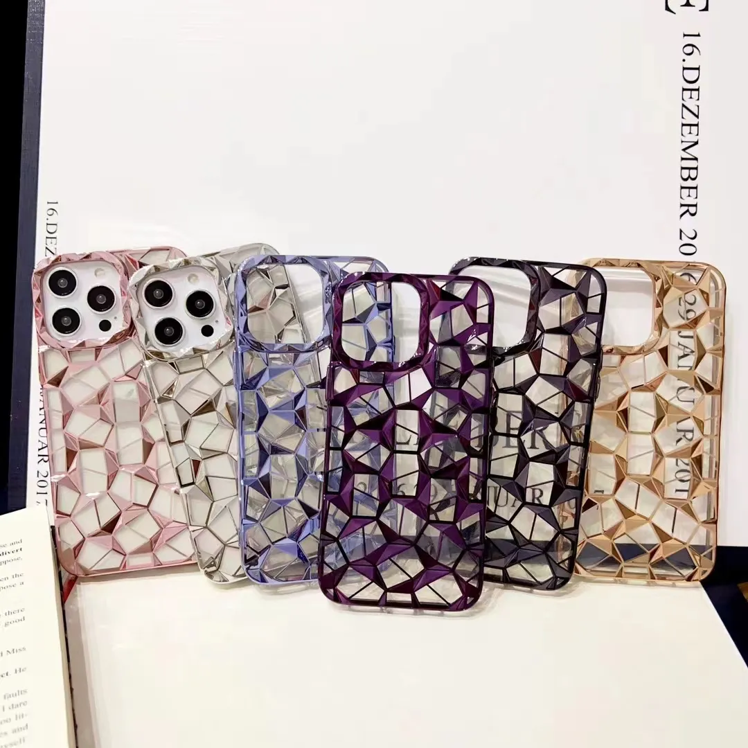 Luxus Cute Heart Diamond Handy hülle für iPhone 13 12 11 Pro Max 14 Plus Silikon hülle Waben beschichtete Hüllen für iPhone 14