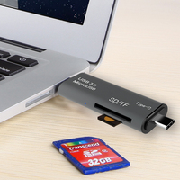 Pembaca kartu USB OTG, untuk Laptop Smart SIM pembaca kartu tipe-c dengan instalasi eksternal mendukung kartu SD CF XD SM