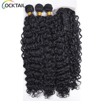 Mèches de cheveux synthétiques en fibre Kanekalon en un seul paquet, Bundles de tissage de cheveux synthétiques Jerry Curl, Bundles de cheveux synthétiques avec closure