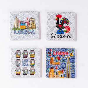 Aimants de réfrigérateur en céramique de style portugais, carrés, lot de plusieurs pièces, thème de la ville de Porto, cadeau souvenir - Product Image 2