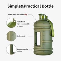 Bouilloire de 2.2 litres Grande bouteille d'eau réutilisable Récipient d'eau de 75 oz demi-gallon Entraînement de gymnastique étanche sans BPA