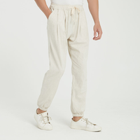 Pantalon en lin naturel pour homme, décontracté et habillé, taille mi-haute, style hip-hop, service OEM disponible