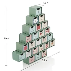 2023 nouveau Design carton vide calendrier de l'avent forme d'arbre de noël petit tiroir boîte d'emballage cadeau pour le stockage