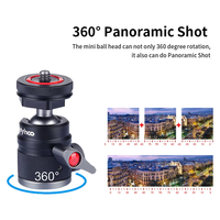 Support de fixation rotatif à 360° en alliage d'aluminium anodisé noir pour mini rotule, griffe porte-accessoire pour appareil photo reflex numérique, trépied et monopode
