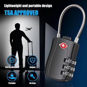 <span class=keywords><strong>Tsa</strong></span> सामान ने 3 अंकों के संयोजन पिन टंबलर सुरक्षा धातु लचीला केबल यात्रा लॉक किया - Product Image 6