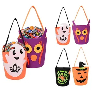 Großhandel Halloween Süßes oder Saures Candy Bag für Halloween Kostüm Gunst Kinder Halloween Kürbis Geschenk Eimer Goodie Tote Handtasche