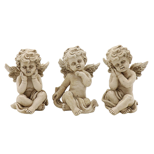 Juego de 3 Estatuas de Querubín de Resina Duradera de Alta Calidad, Acabado en Piedra Antigua, Mini Figuras de Ángeles para Decoración de Jardín y Patio - Product Image 6