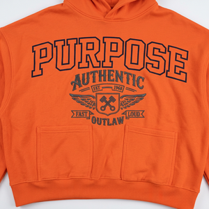 Sudadera con Capucha Auténtica para Hombre, Color Naranja, Algodón French Terry, Bolsillo Trasero con Estampado, Estilo Casual de Invierno - Product Image 1
