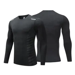 2023 Hot Sale Com press Langarm hemden Reflektieren des Design Herren hemden Training Muscle Men Tops