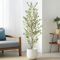 Fabricant de vente directe, olivier en plastique 150cm/180cm/200cm, fleur artificielle en soie, PVC souple, vert persistant, décoration intérieure