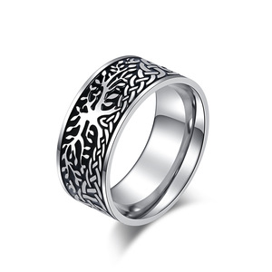 Nordic Retro Tree of Life Bird <b>Titanium</b> Steel <b>Ring</b> for Men, Niche, Unique, Artistic, Versatile Stainless Steel Jewelry - Product Image 1