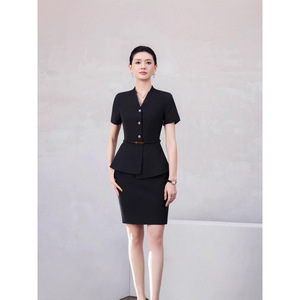 Office Lady Short Sleeve Top Summer Worsted Suit Jacket Commute Style - Product Image 3