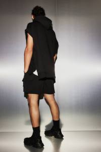 Sudadera con capucha de algodón personalizada deportiva sin mangas transpirable longitud regular sudaderas con capucha de hombre negro oscuro con bolsillos - Product Image 2