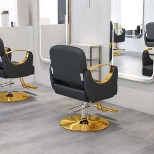 Chaise de salon en cuir PU de qualité supérieure avec cadre doré, chaise de <span class=keywords><strong>barbier</strong></span> ergonomique hydraulique, hauteur réglable, salon de beauté moderne haut de gamme - Product Image 3