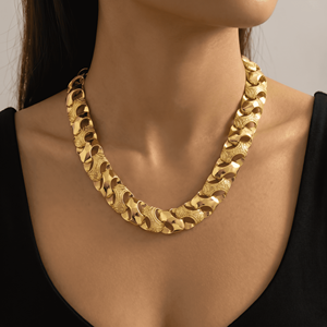 ZH Nueva Moda Cadena de Eslabones Cubanos Chapada en Oro de 24K con Engaste de Garra, Joyería de Latón para Mujer y Hombre, <span class=keywords><strong>Estilo</strong></span> Clásico - Product Image 1