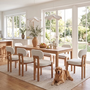 Juego de 2 Sillas de Comedor de Madera Maciza Tapizadas en Chenilla Estilo Rústico para Restaurante y Sala de Estar - Product Image 2