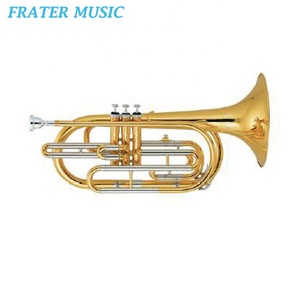 Trombón de pistón de <span class=keywords><strong>marcha</strong></span>, laca dorada de alto grado, con 3 válvulas de acero inoxidable (JMS-300) - Product Image 1