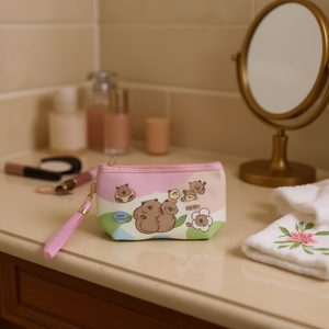 Borsa da toilette 23x14x7 cm con grazioso design a forma di orsetto, pochette per il trucco da donna - Product Image 3