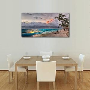 Moderno <span class=keywords><strong>azul</strong></span> océano y árbol verde lienzo pared arte playa cuadros para sala <span class=keywords><strong>de</strong></span> estar y baño decoración paisaje marino póster pintura - Product Image 3