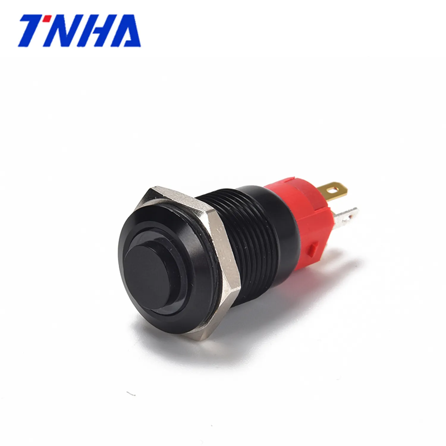 TH16A-G11 AC 220 volt IP65 16mm black ring high flat waterproof metal push button Momentary/Latching switch with led indicator