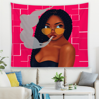 Tapestry Dinding Kustomisasi Terisolasi Tahan Air 100% Poliester untuk Kamar Tidur, Motif Gadis Afrika Amerika