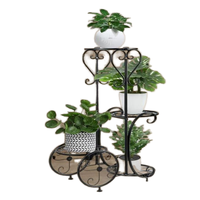 Support d'angle pour pots de fleurs en métal noir à 4 couches pour pots et jardinières Application domestique