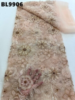 Nouvelle Tendance 2026 : Tissu en Dentelle Française Vert Vietnamien Brodé de Perles et de Paillettes pour Mariage et Soirée